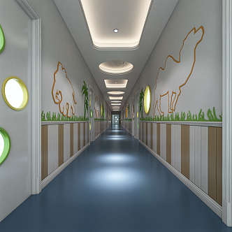 Modern aisle kindergarten aisle 3d model