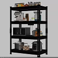 Multi Tiered Kitchen Shelf With Coffee Machine Microwave Pot Blender Cutting Board And Jars