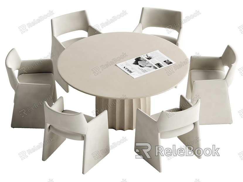 Middle style dining table and chair combination model