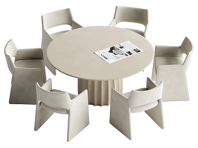 Middle style dining table and chair combination 3d model