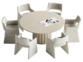 Middle style dining table and chair combination 3d model