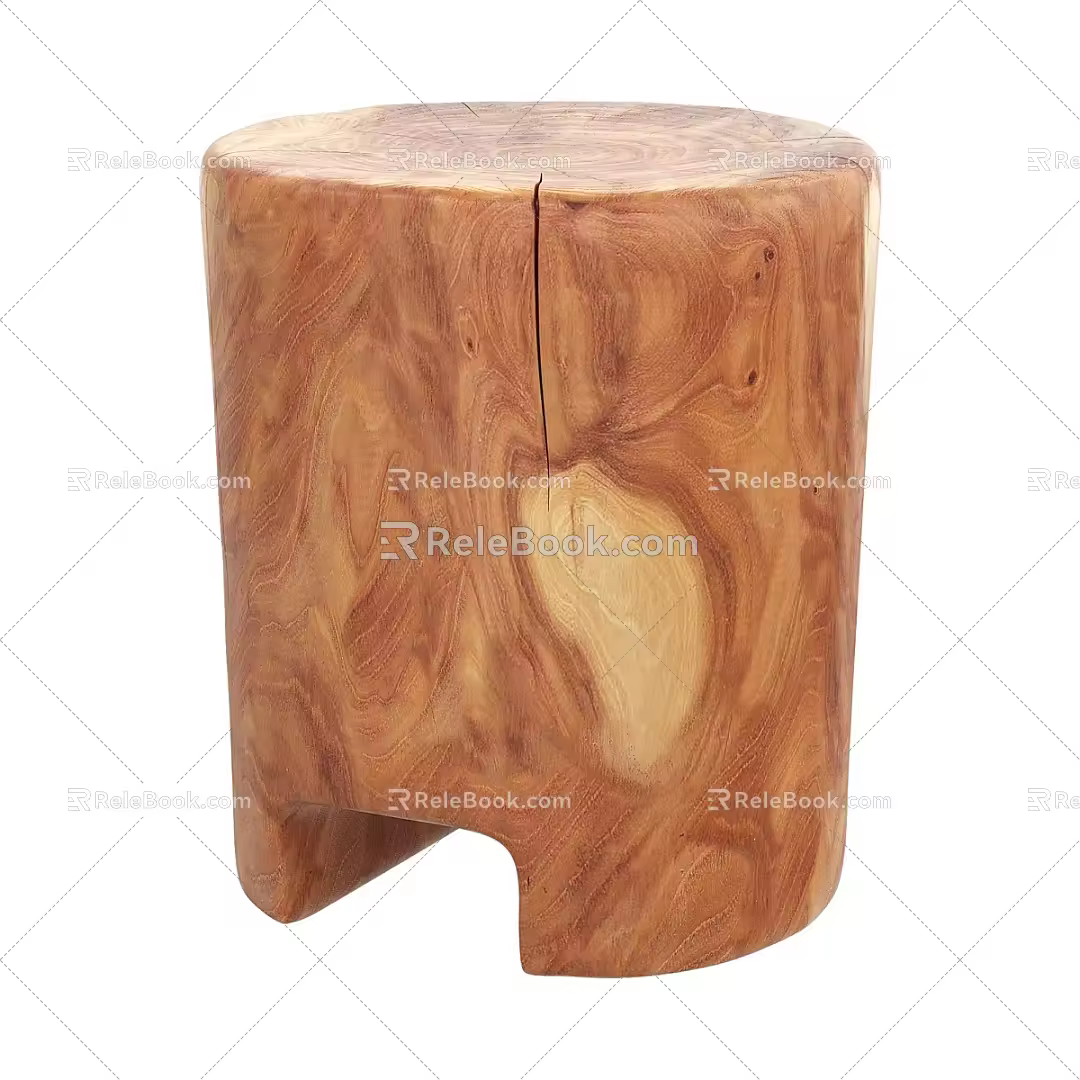 Nordic Simple Wooden Stool 3d model