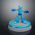 Blue Robot Game Movie Character 3D Model Standing On Round Base 3d model