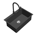 Black Single Bowl Kitchen Sink With Modern Faucet And Sleek Design