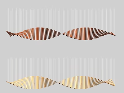 Wave Shaped Ceiling Design In Copper And Gold Tones 3d model