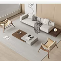 Quiet sofa tea table combination multi-person sofa leisure chair 3d model