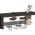 Modern bar chair combination bar table and chair combination 3d model