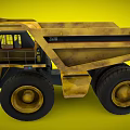 Large Yellow Dump Truck With Big Tires Cab And Ladder Structure