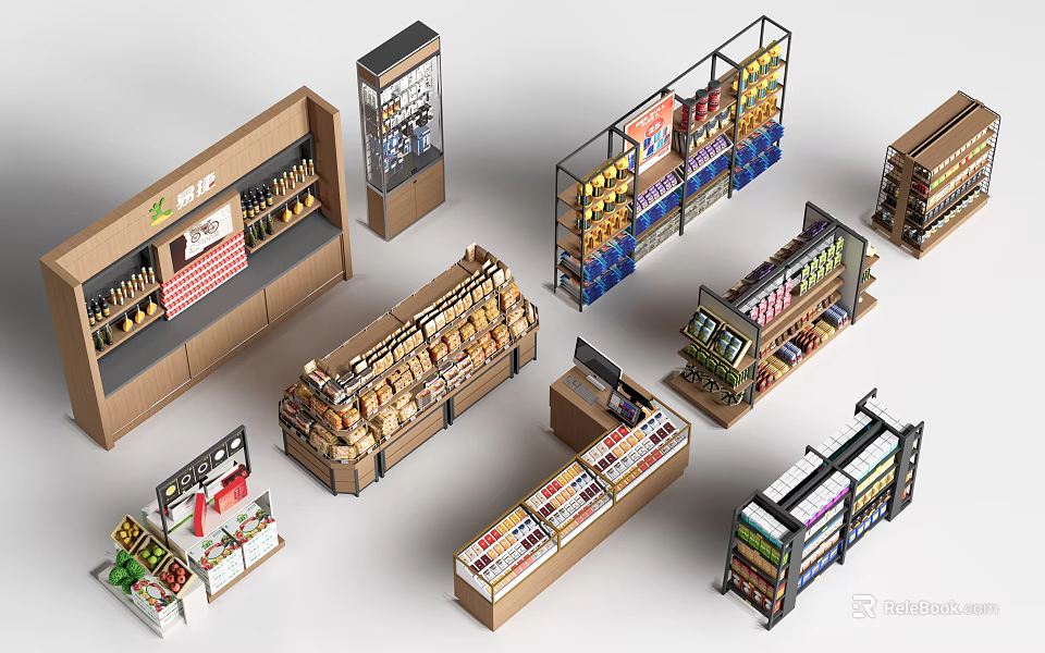 Display Shelves For Retail Stores With Modern Designs And Functional Storage 3d model 