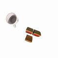 Simple White Cup With Red Tea Bags Placed On Clean Background 3d model
