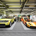 4S Car Showroom Displaying Cars in Spacious Interior with Modern Lighting and Glass Walls