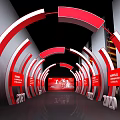 Huasun Red And White Arched Tunnel Design Photo Check In Spot With Reflective Floor