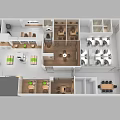 Modern Bank Lobby Interior With White Green Sofas Counters And Digital Displays