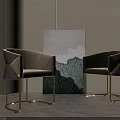 Two Elegant Modern Accent Chairs With Velvet Upholstery And Golden Metal Geometric Legs