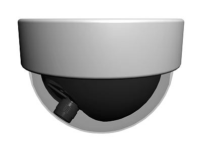 Silver Dome Security Camera With Black Lens And Hemispherical Design For Surveillance 3d model