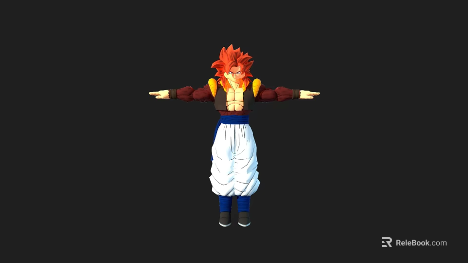 3D Character Model With Red Hair Yellow Face Brown Top And White Pants 3d model 