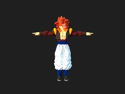 3D Character Model With Red Hair Yellow Face Brown Top And White Pants 3d model