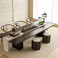 Modern Tea Table and Chair Combination Tea Table and Tea Set 3d model