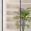 Modern Glass Room Dividers With Textured Patterns And Indoor Plants In Interior Space