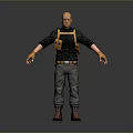 Female 3D Character Wearing Black Shirt Grey Pants And Yellow Gear Belt