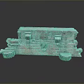 Ancient Stone Wall Scenery with Carved Lion Heads and Symmetrical Stone Bases