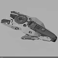 Futuristic Spacecraft Model 01 With Gray And White Mechanical Structure And Circular Cockpit