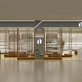 Modern Retail Store Interior Design With Glass Display Shelves And Decorative Plants