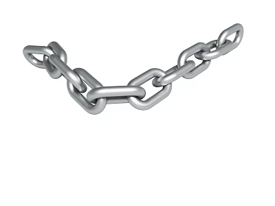 Shiny Silver Metal Chain Featuring Interconnected Links On White Surface 3d model