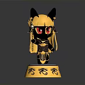 Egyptian Style Cartoon Cat Character Holding Scepter With Red Eyes And Horus Eye Base