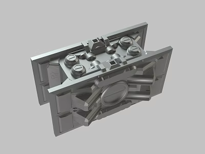 Gray Industrial Mechanical Component With Metal Structure Bolts And Complex Geometric Design 3d model