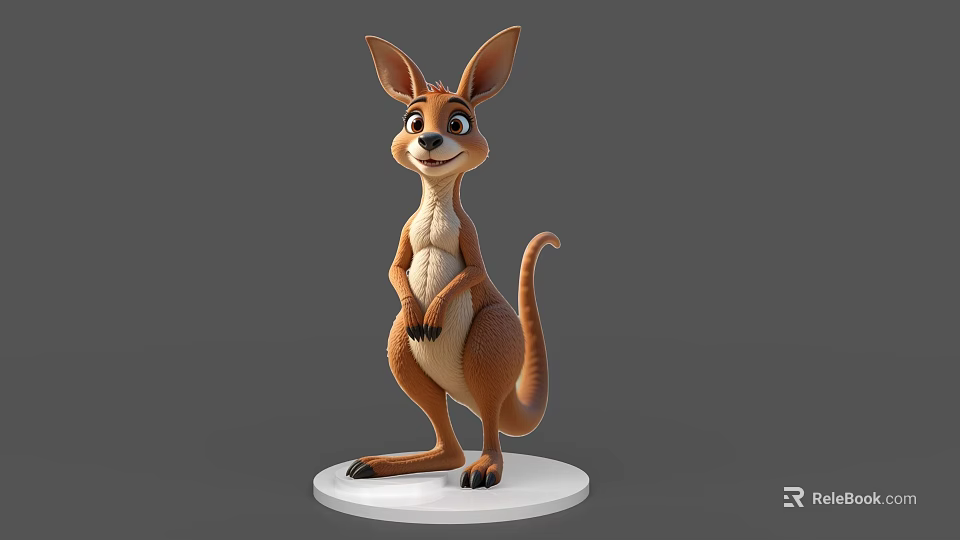 Cute 3D Kangaroo Model Standing On White Base With Detailed Features 3d model 