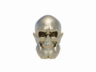 Polished Silver Skull Sculpture With Detailed Carving And Artistic Design 3d model