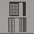 Modern Black Frame Glass Panel Folding Doors For Interior Partition Design 3d model