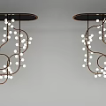 Modern Contemporary Chandelier Design With Curved Dark Metal Frame And White Bulb Arrangement