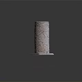 Carved Stone Column with Intricate Cloud Pattern and Square Base Design 3d model