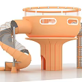 Kids Playground Orange Circular Play Structure With Slide Climbing Frame And Railing