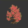 Ornamental Green Tree With Lush Green Leaves Brown Trunk And Pink Small Flowers