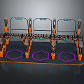 Decorative Lights With Orange Frame Purple Geometric Base And Blue Display Screens For Stage Decoration