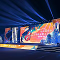 University Campus Singer Competition Performance Stage With Lighting Performer And Backdrop