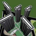 Aerial View Of Modern Urban Architecture With Tall Buildings Roads And Green Spaces