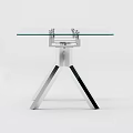 Modern Glass Top Dining Table With Sleek Chrome Metal Legs Design