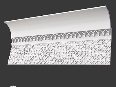 White Decorative Architectural Component With Intricate Pattern And Carved Design 3d model