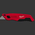 Red Milwaukee Utility Knife With Ergonomic Black Handle And Reflective Surface