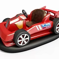 Red Go Kart With Sporty Design Black Bumper Brown Seat And Racing Wheels