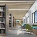 modern library reading room 3d model