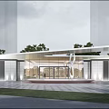 Modern Hotel Building With Glass Facade Roof Design And Swimming Pool Surrounded By Greenery