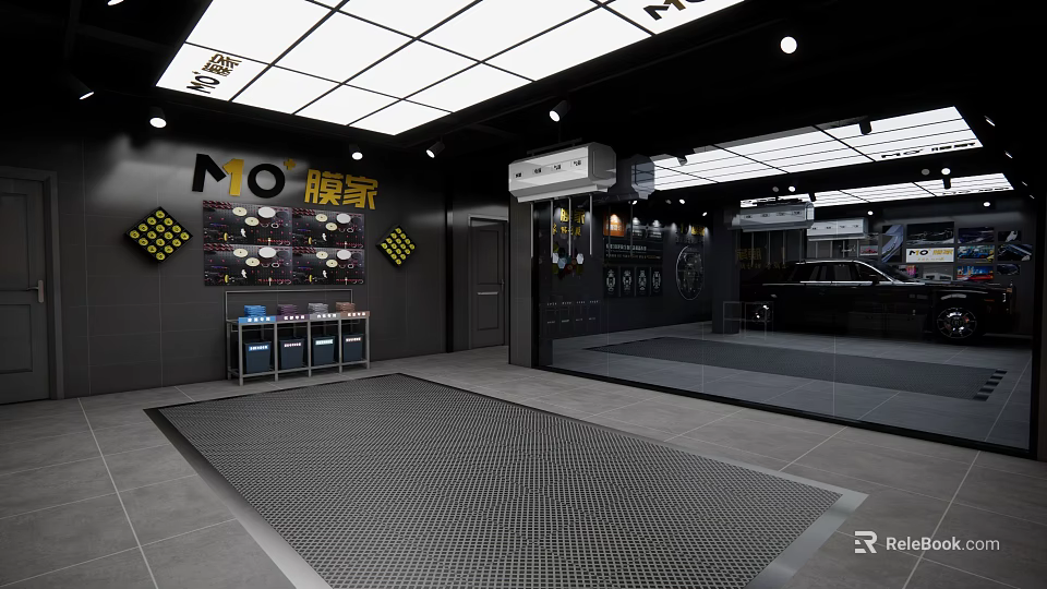 4S Car Dealership Showroom With Modern Interior And Vehicle Display Area 3d model 