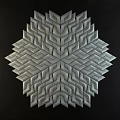 Geometric Decorative Wall With 3D Patterned Panels Arranged In Symmetrical Snowflake Design On Dark Background 3d model
