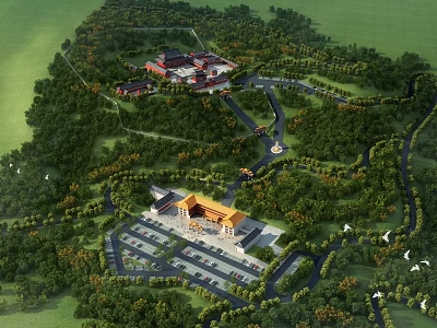 Chinese Temple Ancient Temple Tourist Area 3d model