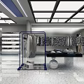 Modern Clothing Store Interior With Gold Head Mannequin Displayed Clothes And Mirror Lighting